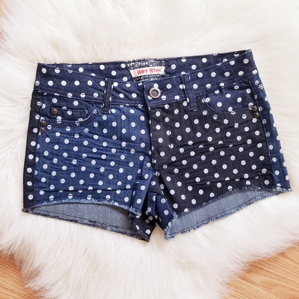 NWOT Hot Kiss Polka Dot Denim Shorts